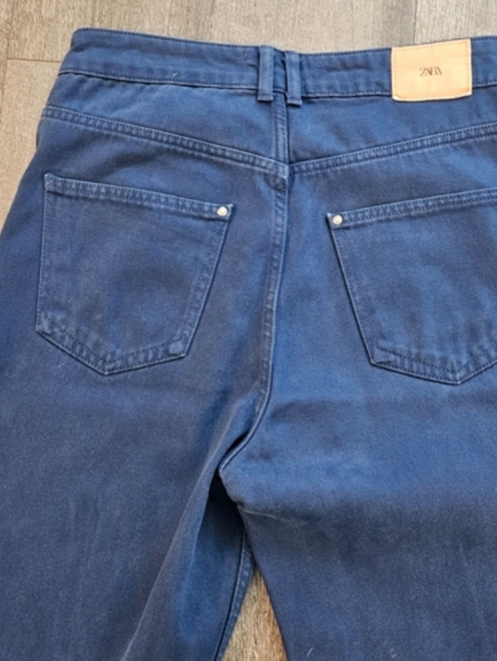 ZARA Indigo Blue Flared High Waist Jeans Sz 8 TALL - Picture 3 of 8